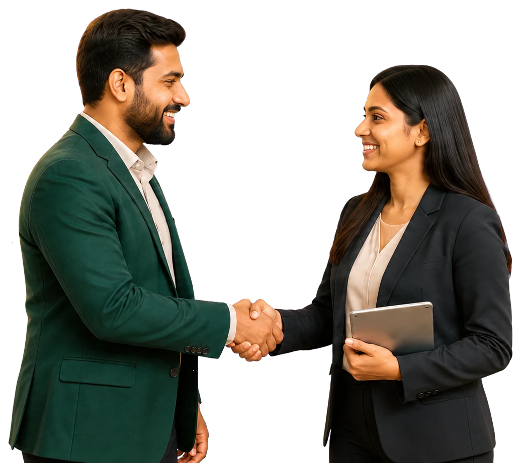 Indian Web Services consultant welcoming a business client